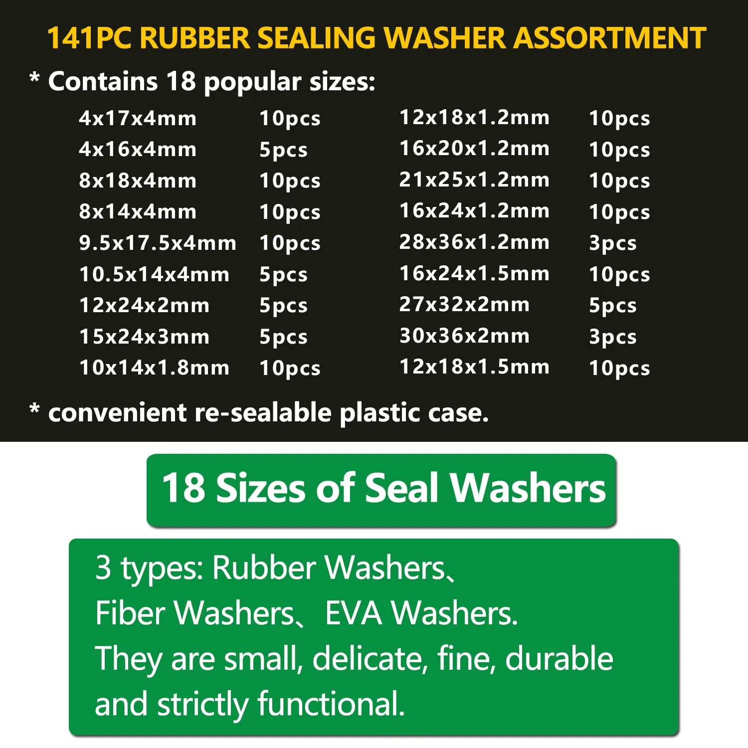 141 Rubber & Fibre Sealing Washer Assortment Kit