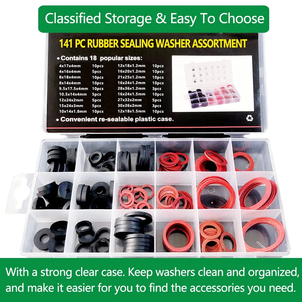 141 Rubber & Fibre Sealing Washer Assortment Kit
