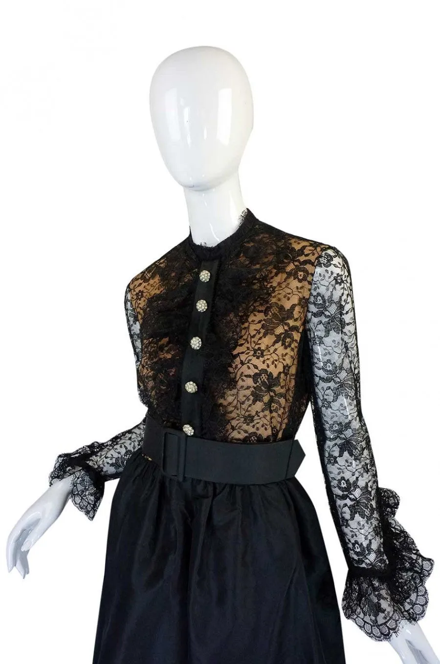 1960s Geoffrey Beene Lace & Silk Dress