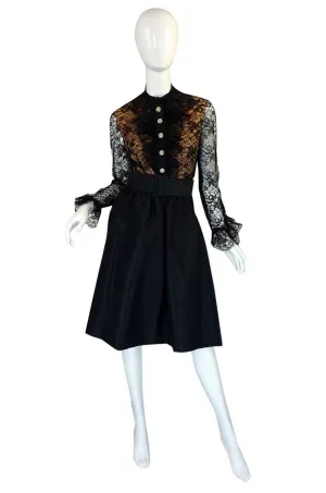 1960s Geoffrey Beene Lace & Silk Dress