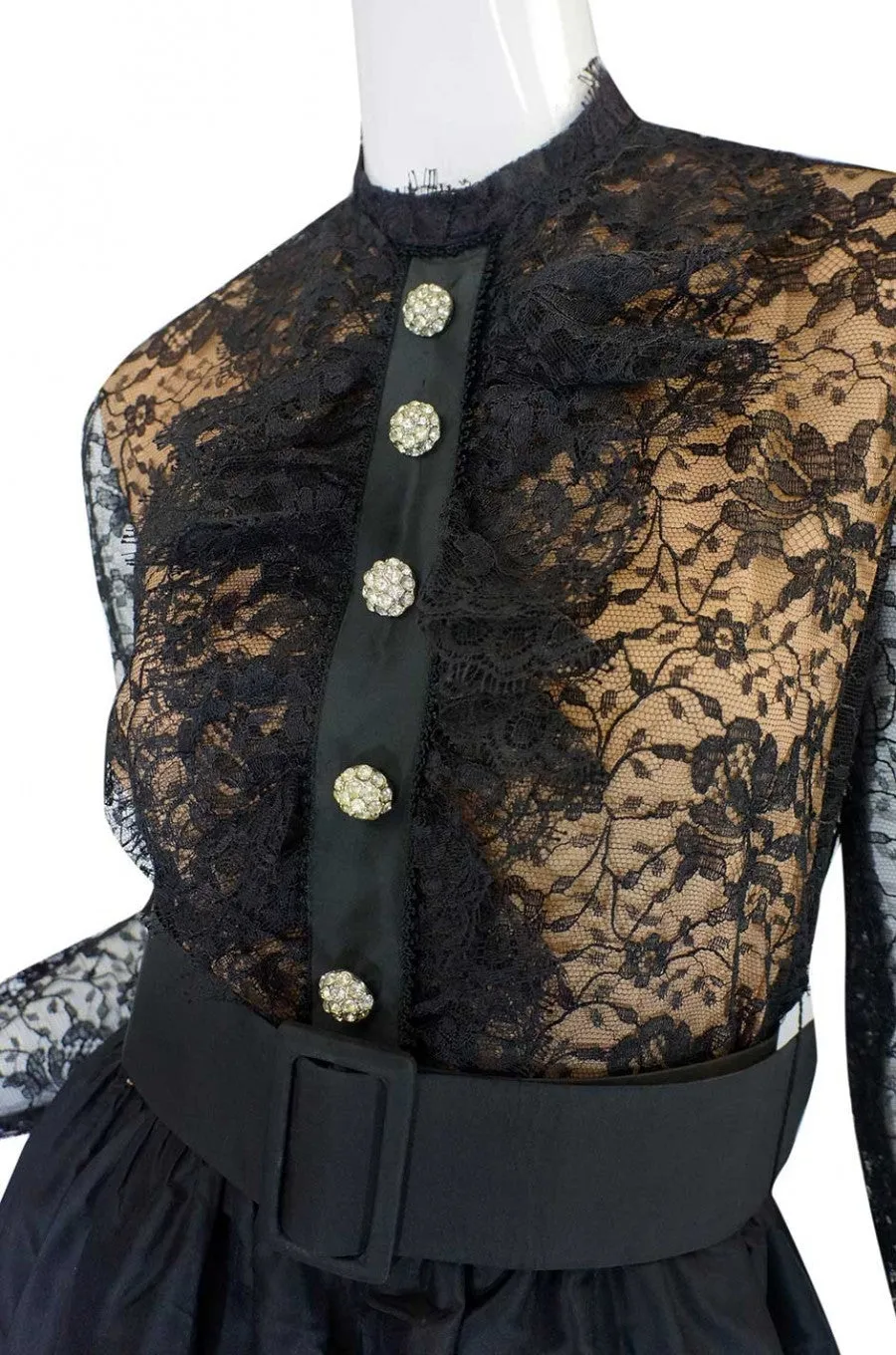 1960s Geoffrey Beene Lace & Silk Dress