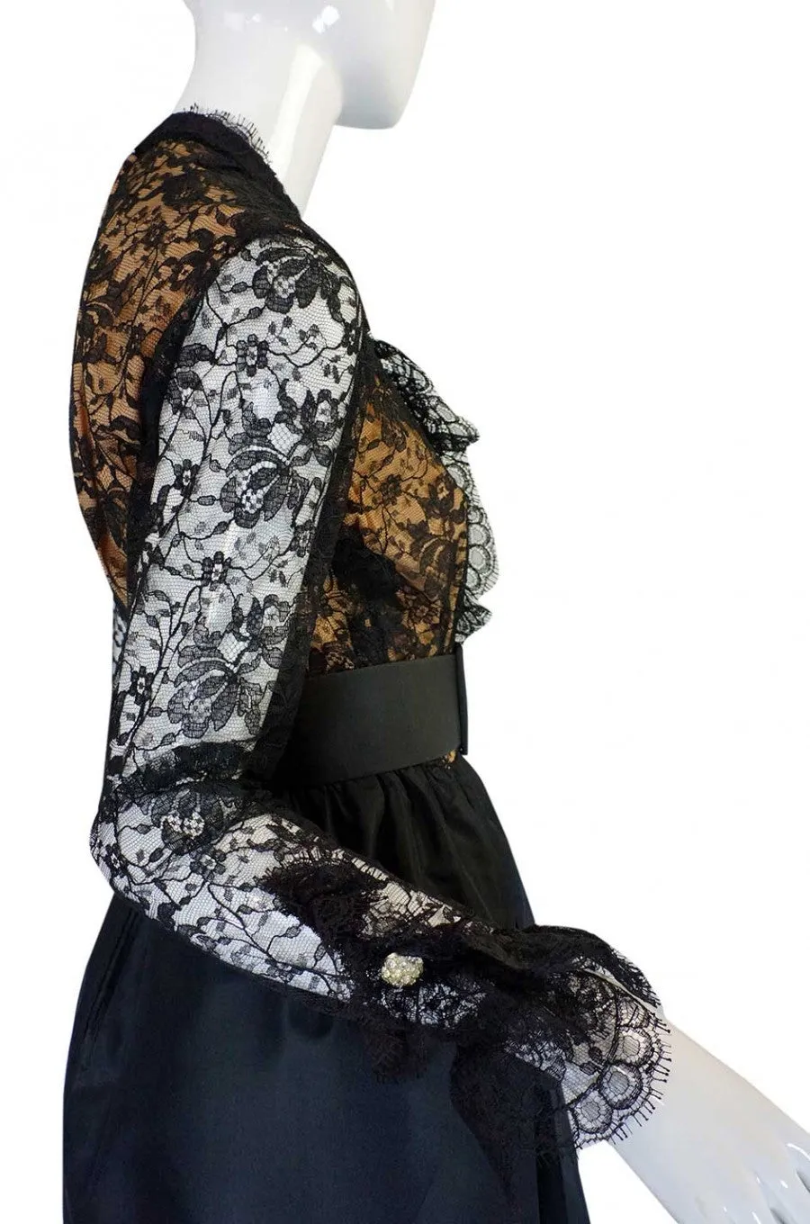 1960s Geoffrey Beene Lace & Silk Dress