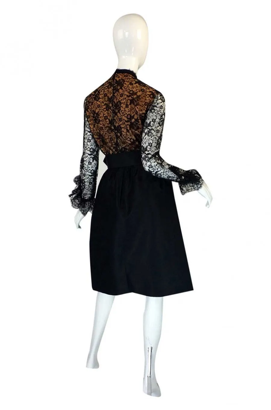 1960s Geoffrey Beene Lace & Silk Dress