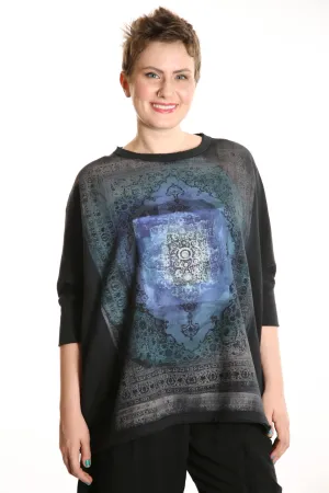 2210  Cozy Fleece Square Sweatshirt Printed Black Persian Rug