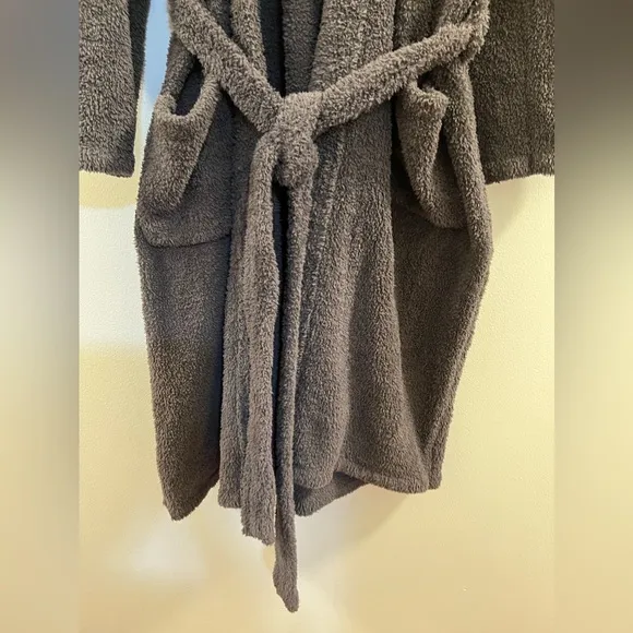 52. Barefoot Dreams Cozy Chic Solid Robe Heavy Carbon Grey Soft Fuzzy