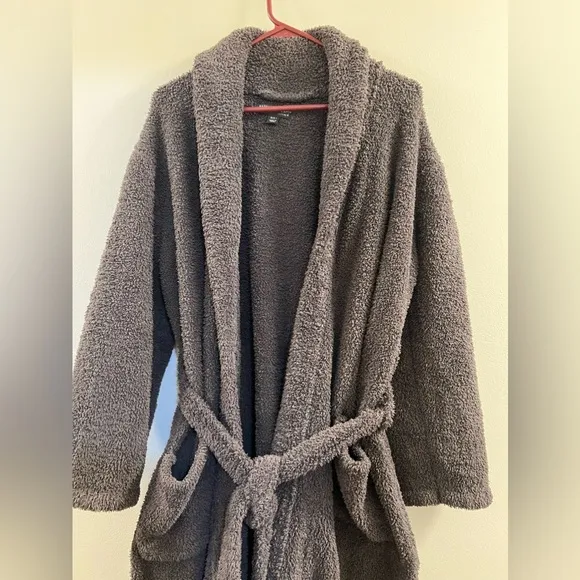 52. Barefoot Dreams Cozy Chic Solid Robe Heavy Carbon Grey Soft Fuzzy