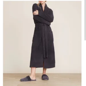52. Barefoot Dreams Cozy Chic Solid Robe Heavy Carbon Grey Soft Fuzzy