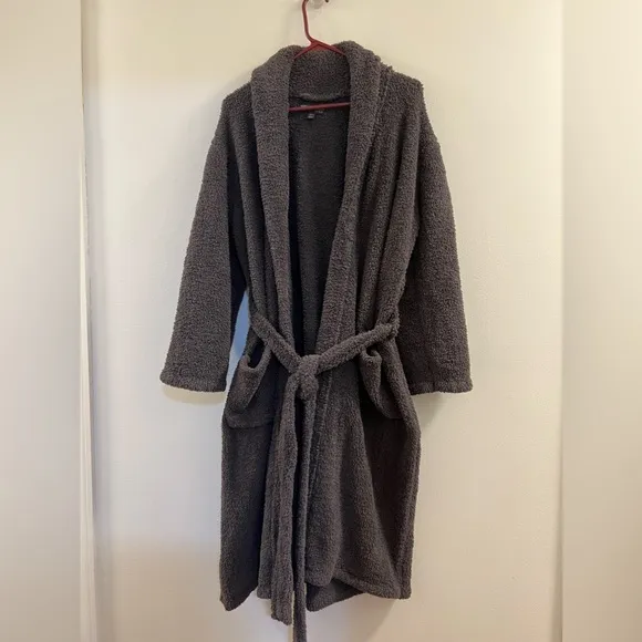 52. Barefoot Dreams Cozy Chic Solid Robe Heavy Carbon Grey Soft Fuzzy