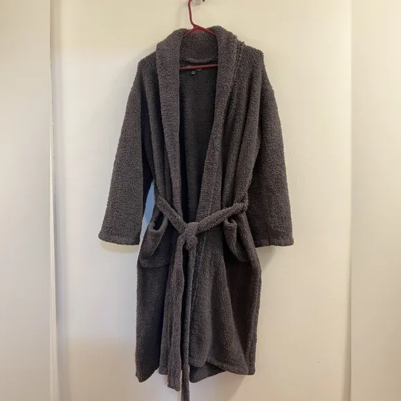 52. Barefoot Dreams Cozy Chic Solid Robe Heavy Carbon Grey Soft Fuzzy