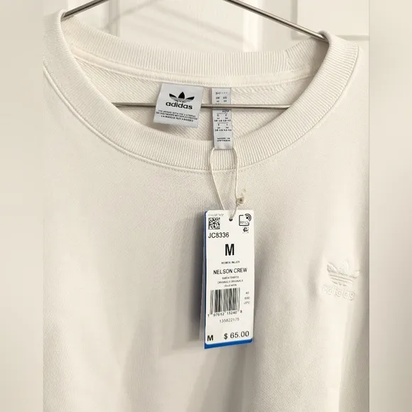 Adidas Nelson Crew White Love Lifts Us Up Special Edition Cropped Sweatshirt