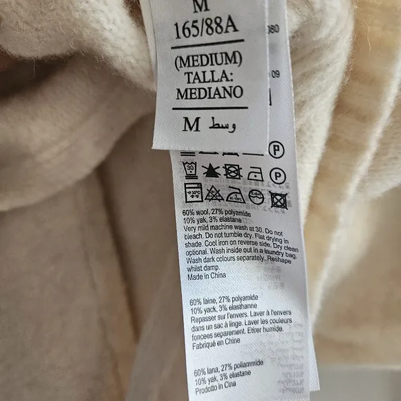 AllSaints Roll Neck Asymmetric Sweater size M Cream