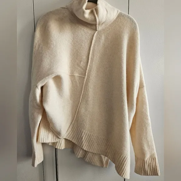 AllSaints Roll Neck Asymmetric Sweater size M Cream