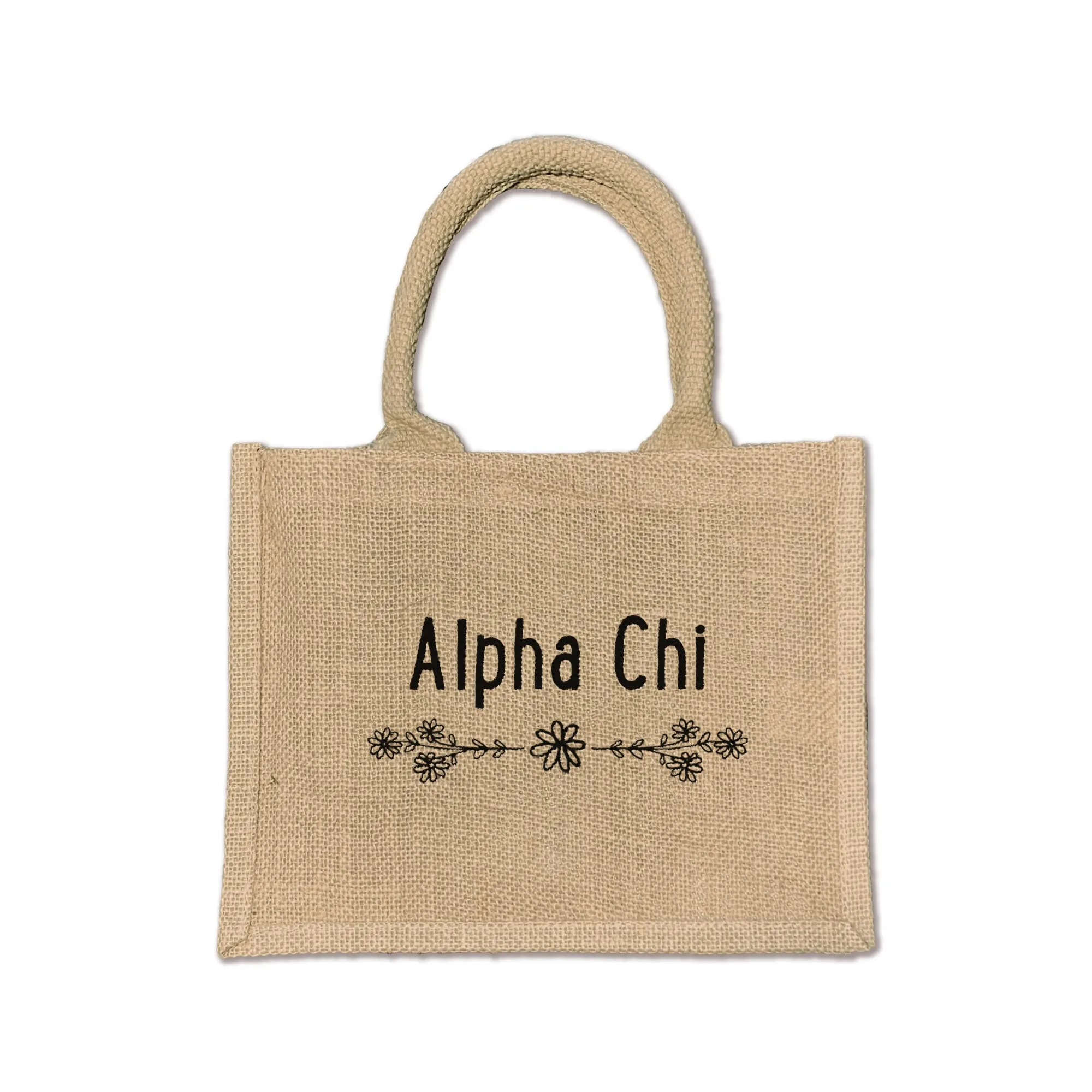 Alpha Chi Omega Floral Burlap Sorority Tote Bag – Perfect for Greek Life and College
