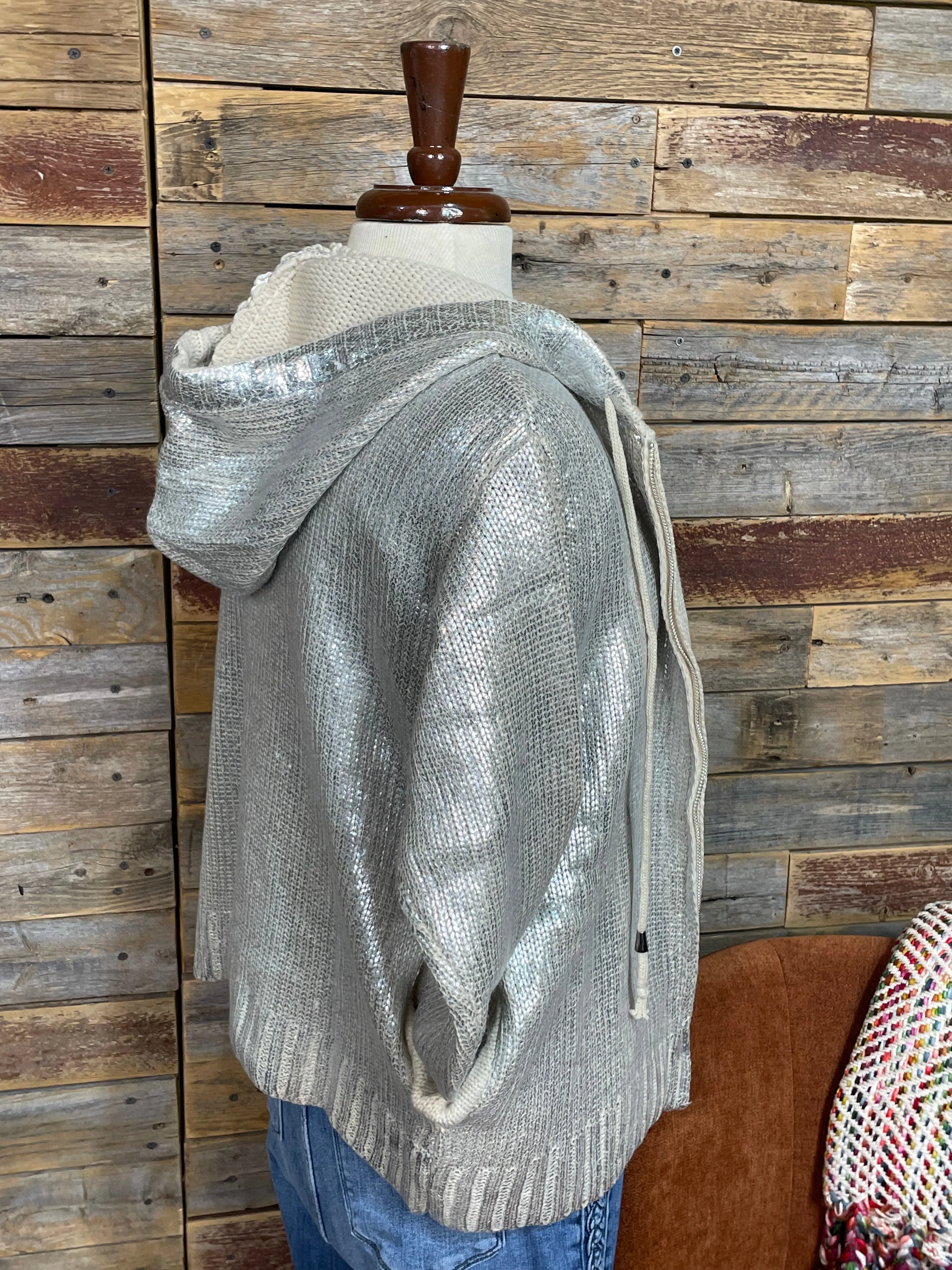 Alvord Metallic Knit Zip Up Hoodie Jacket