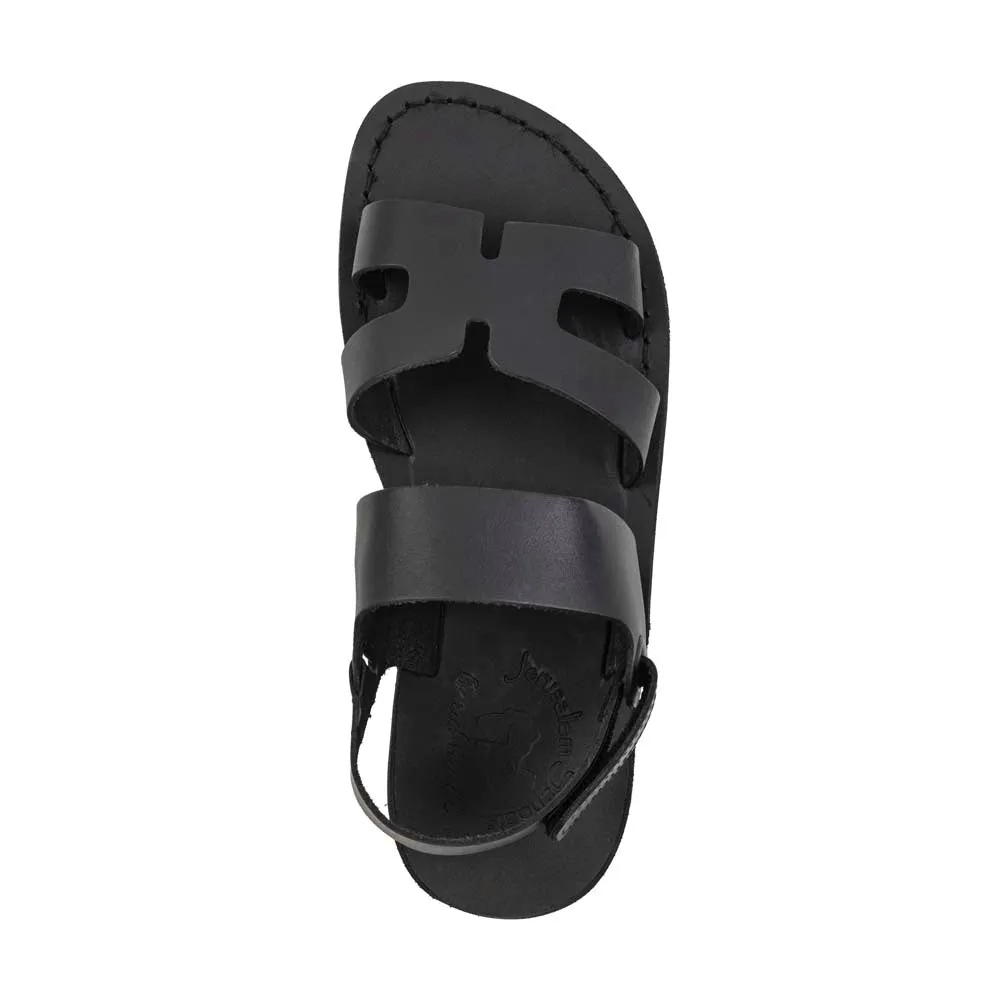 Anne - Leather Slingback Flat Sandal | Black