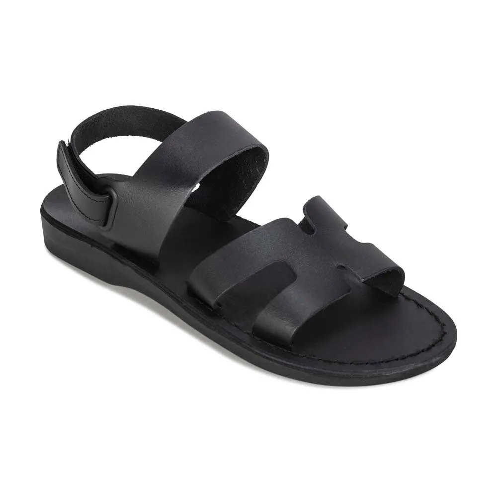 Anne - Leather Slingback Flat Sandal | Black