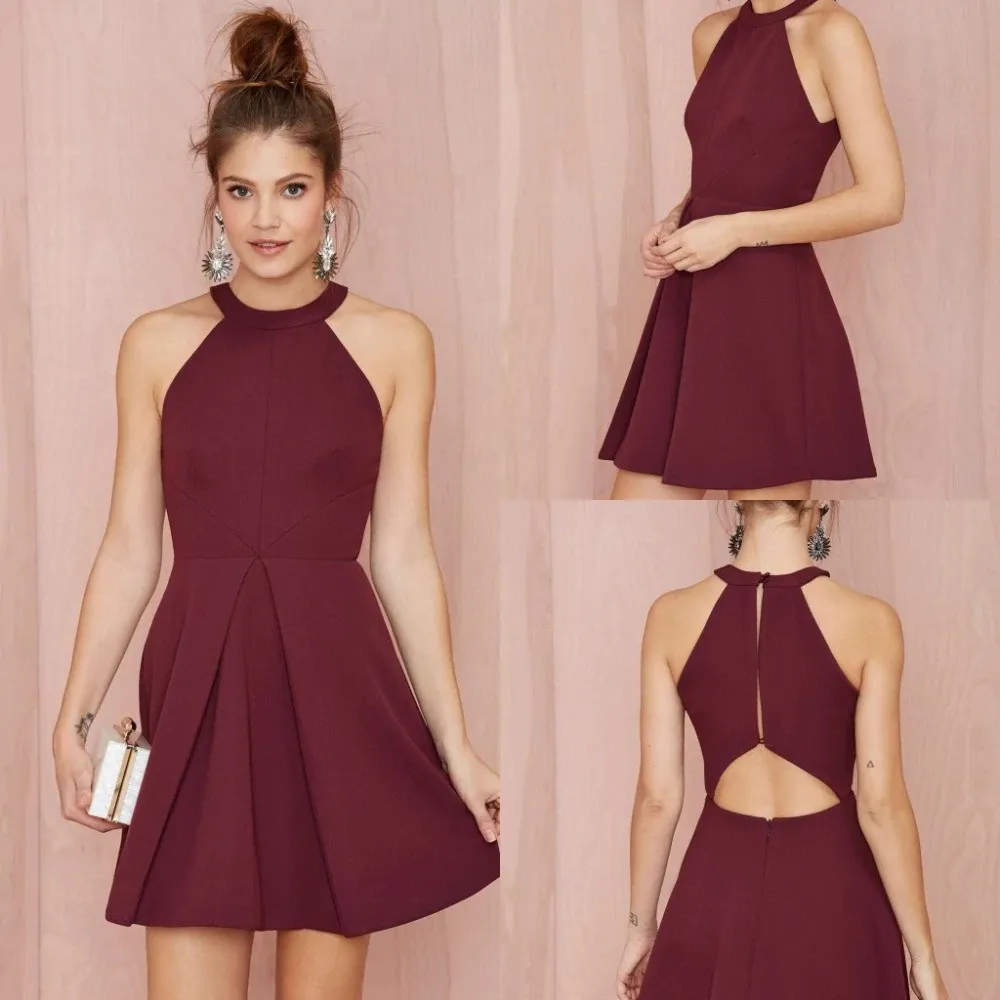 Anneprom 2022 Homecoming Dress Cheap Burgundy Short Prom Dress Party Dress APH0140