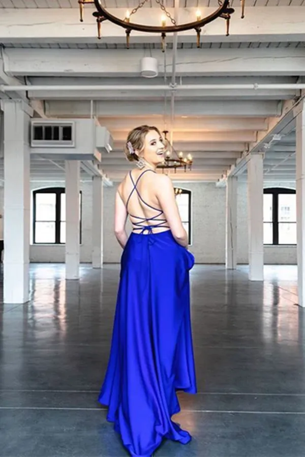 Anneprom Chic A Line Spaghetti Straps V Neck Prom Dresses Evening Dresses APP0503