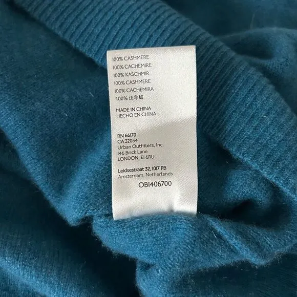 Anthropologie Pilcro Valani 100% Cashmere V-Neck Sweater Blue Size Small