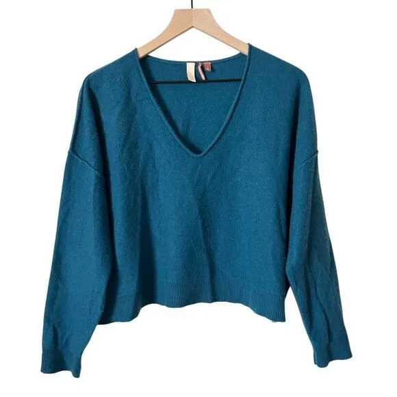 Anthropologie Pilcro Valani 100% Cashmere V-Neck Sweater Blue Size Small