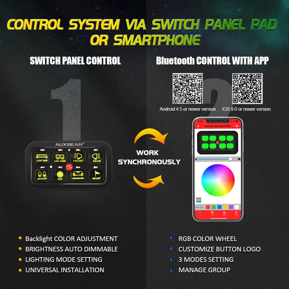 Auxbeam - AR - 800 RGB Switch Panel Off Road Lights Controller