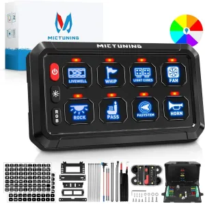 Auxbeam P1s RGB 12 Gang 5" Switch Panel, High Power 5-Level Brightness, Multifunction Touch Toggle Switch