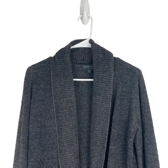 Barefoot Dreams Long Open Cardigan Sweater Dark Gray Warm Cozy Knit Size XS/S