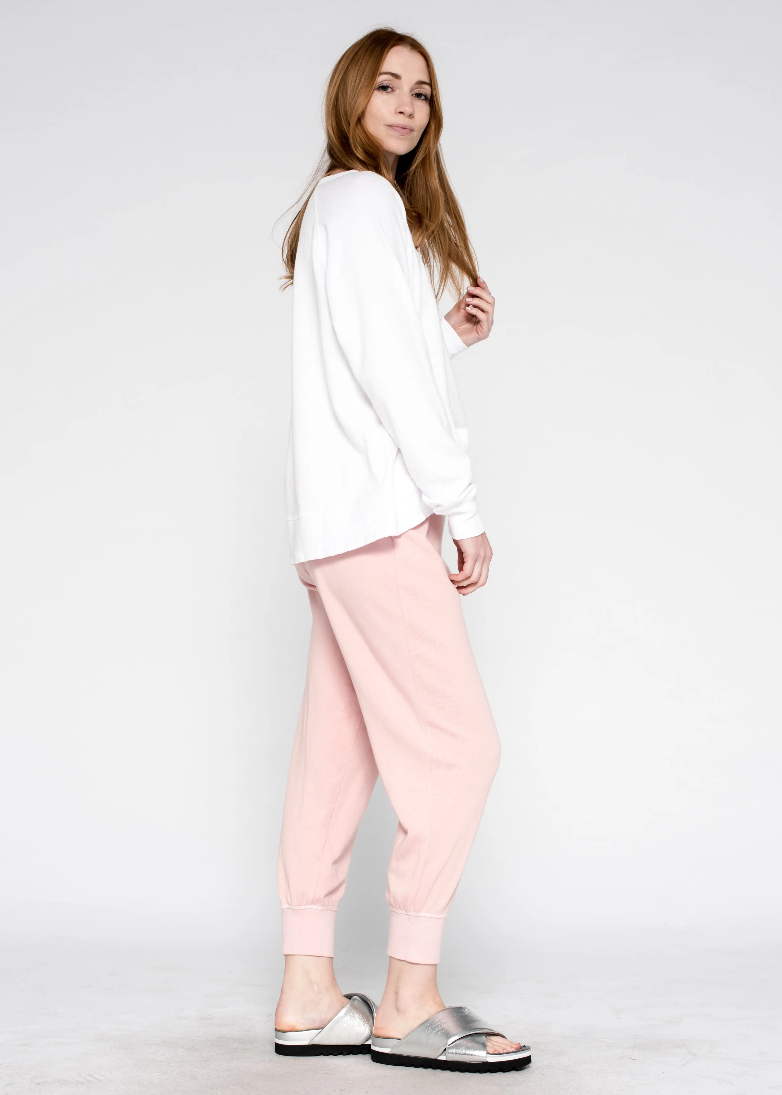 Basic Jogger Elastic Waist Drawstring Rib Cuff Pant