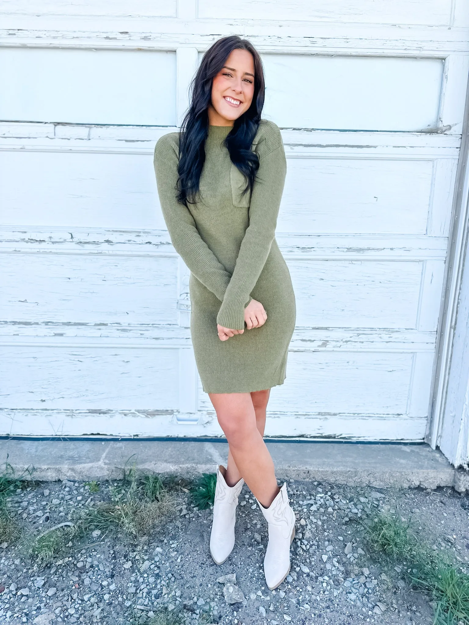 Beautiful Things Sweater Dress - Olive
