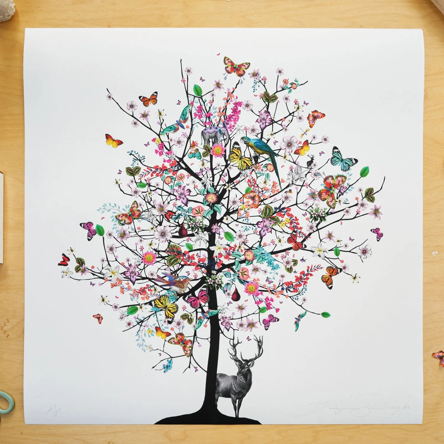 Bleikur Stag Tree - Art Print