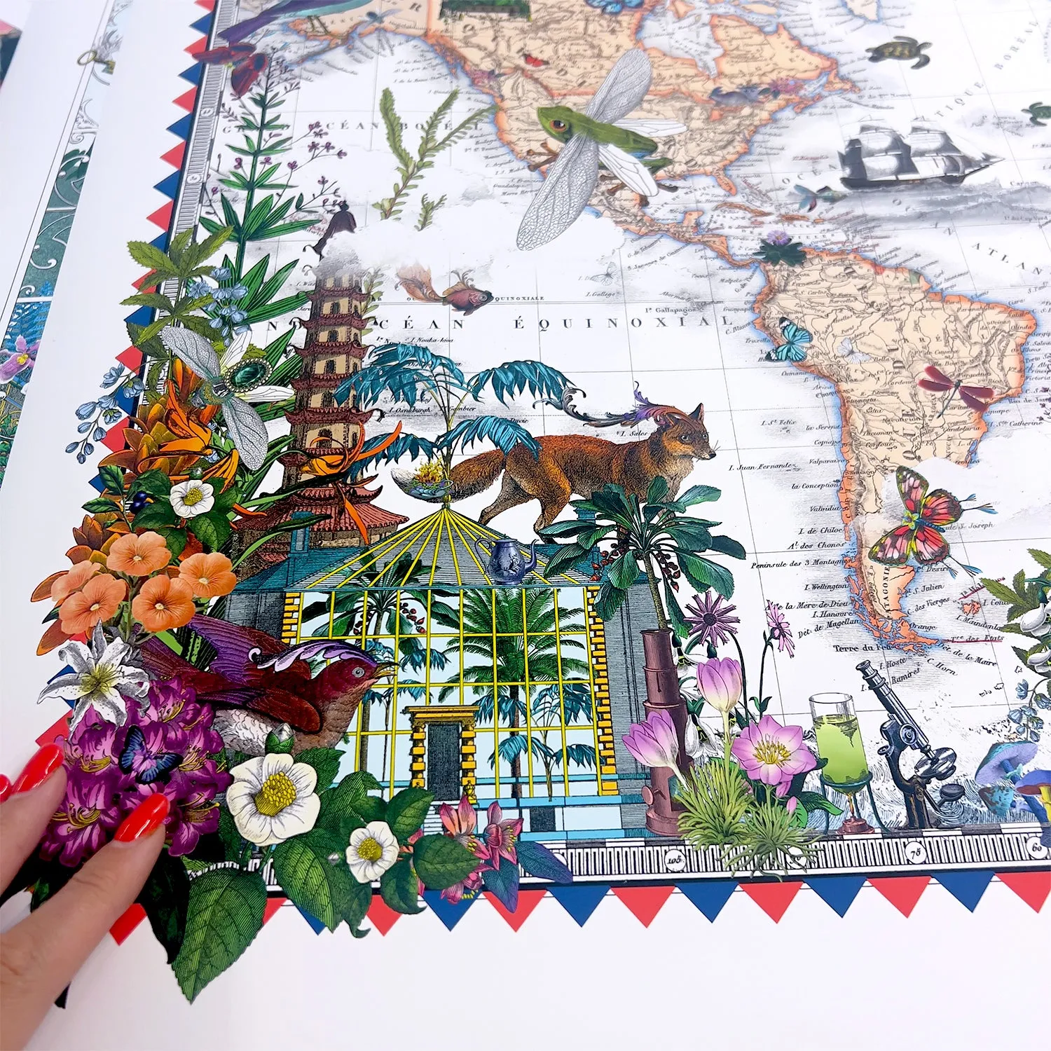 Botanical World Map Voyage