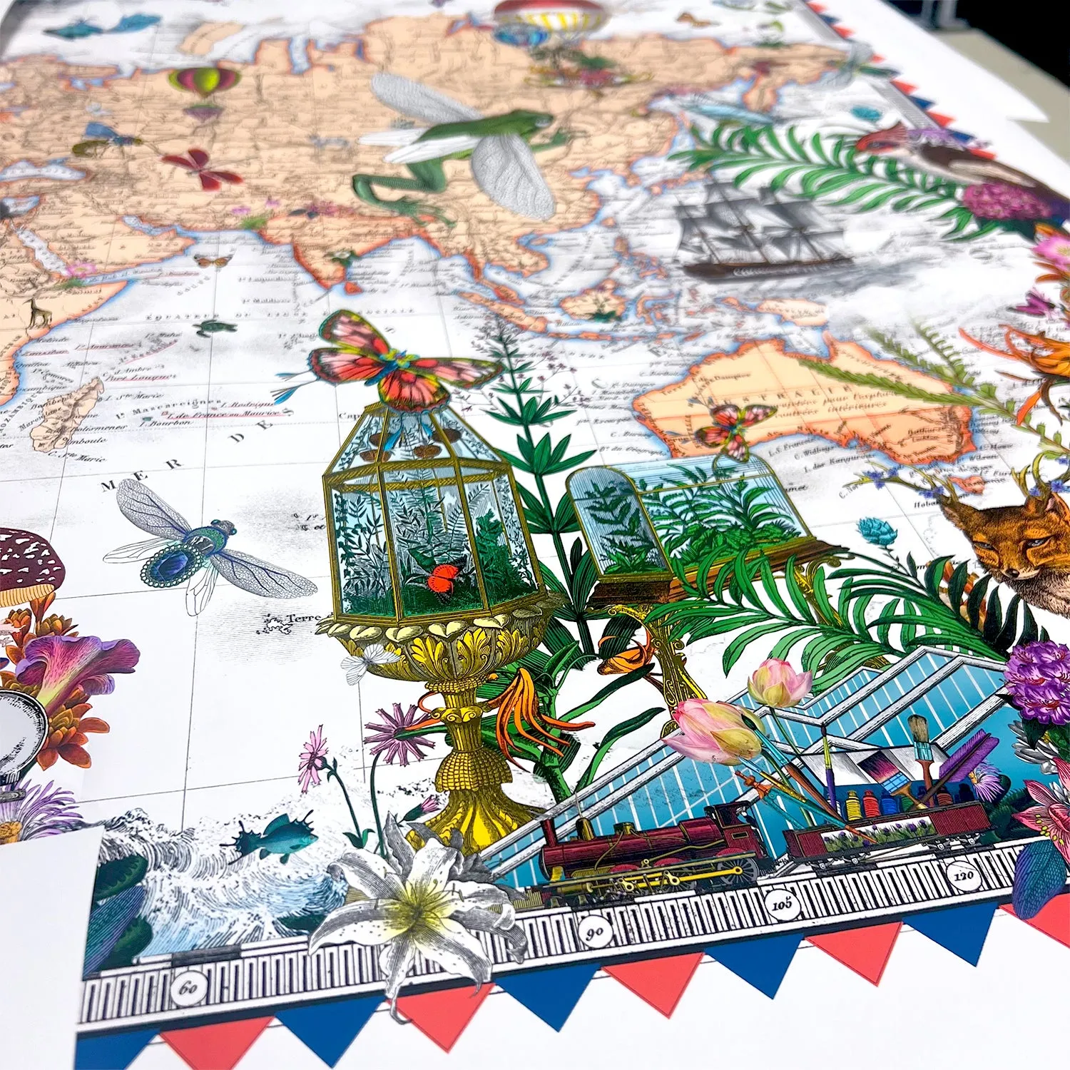 Botanical World Map Voyage