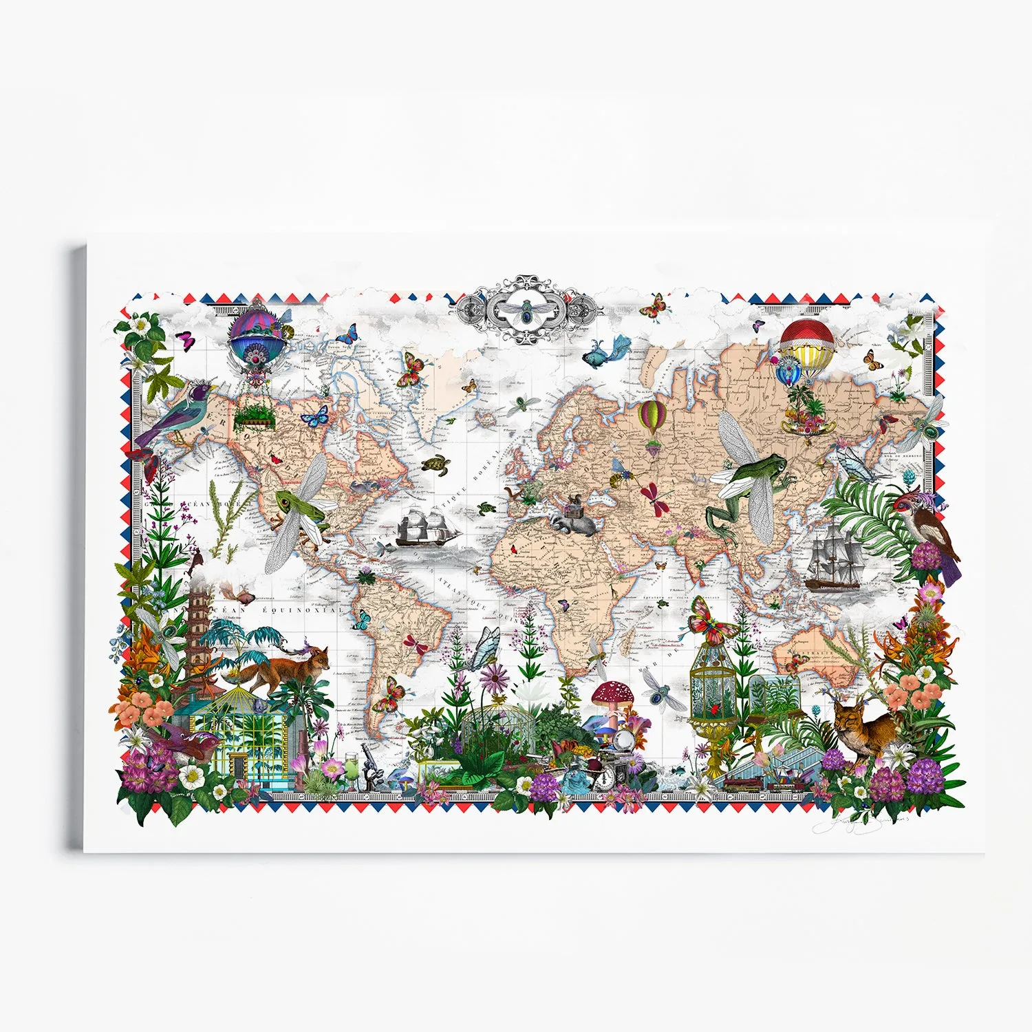Botanical World Map Voyage