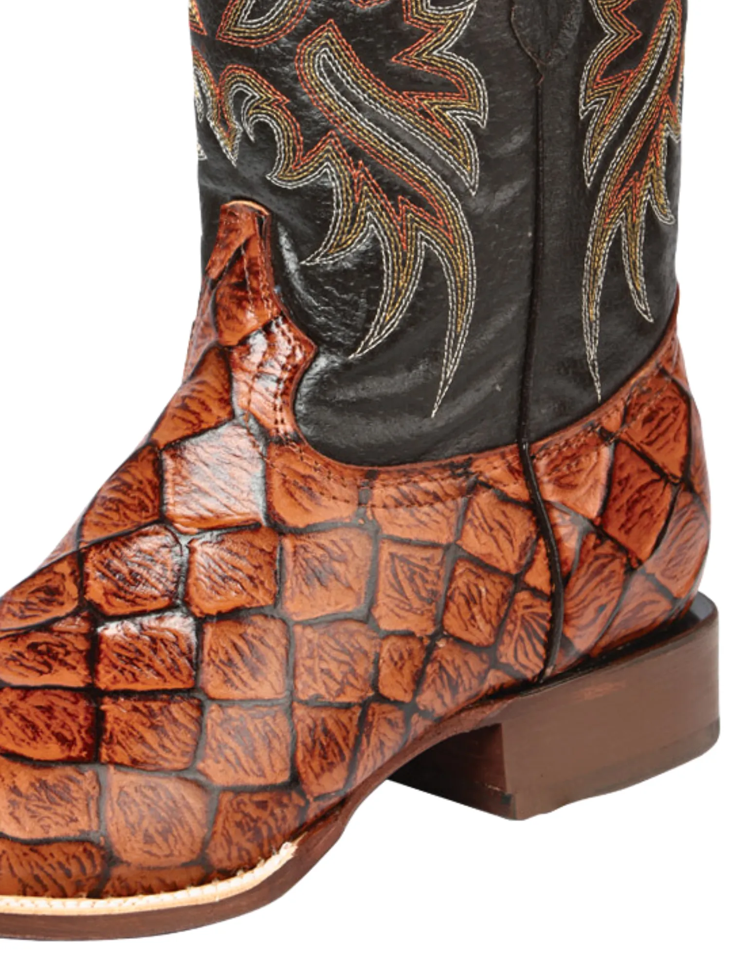Botas Vaqueras Rodeo Imitacion de Monster Fish Grabado en Piel Vacuno para Hombre 'El Señor de los Cielos' - ID: 44933
