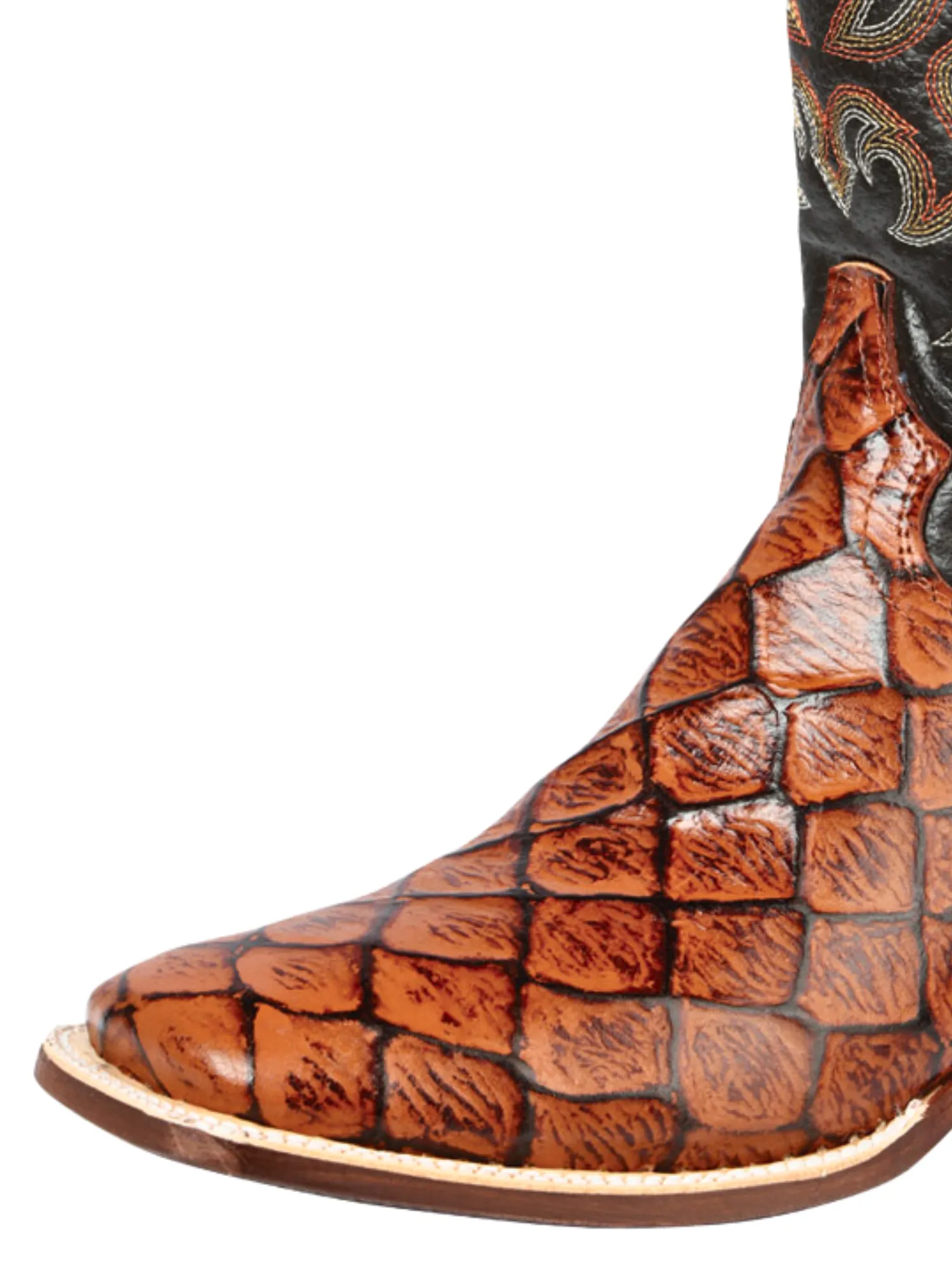 Botas Vaqueras Rodeo Imitacion de Monster Fish Grabado en Piel Vacuno para Hombre 'El Señor de los Cielos' - ID: 44933