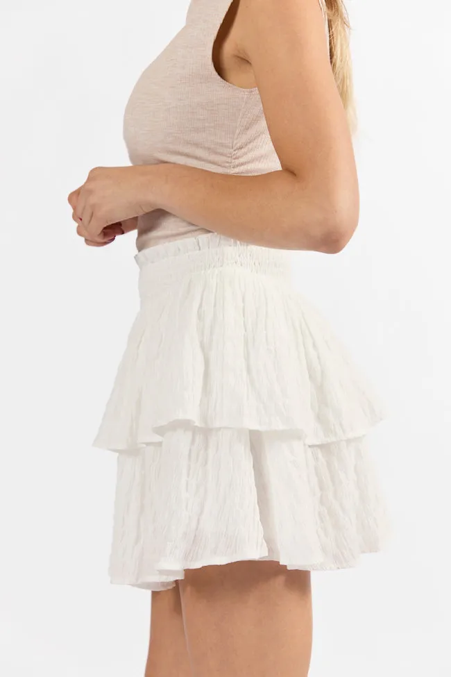 Breezy Ivory Textured Tiered Skort FINAL SALE