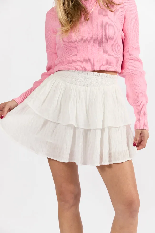 Breezy Ivory Textured Tiered Skort FINAL SALE