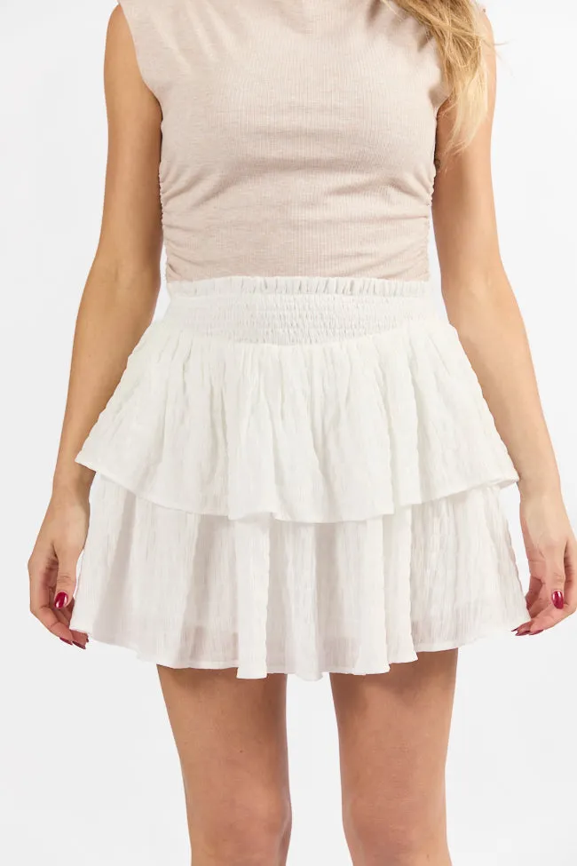 Breezy Ivory Textured Tiered Skort FINAL SALE
