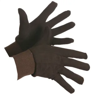 Brown Jersey Cotton Knitwrist Work Gloves