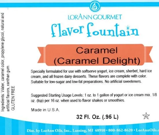 Caramel (Caramel Delight) Flavor - 4 oz. - 32 oz. - Ice Cream and Beverage Flavors - LorAnn Oils - Canadian Distribution