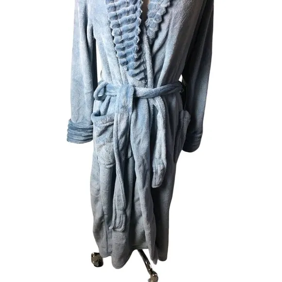 Carole Hochman Size Small Robe Blue Luxuriously Soft Plush Belted Cozy NEW NWT