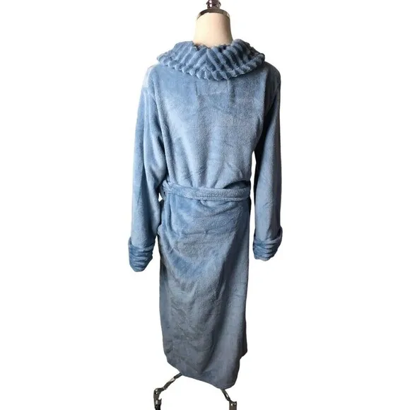 Carole Hochman Size Small Robe Blue Luxuriously Soft Plush Belted Cozy NEW NWT