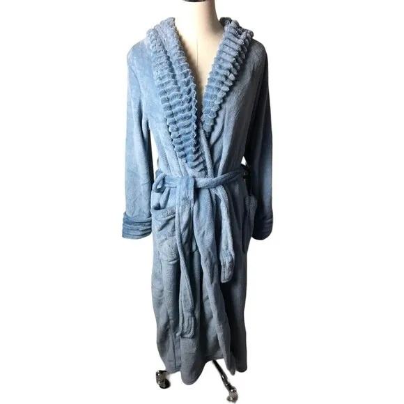 Carole Hochman Size Small Robe Blue Luxuriously Soft Plush Belted Cozy NEW NWT