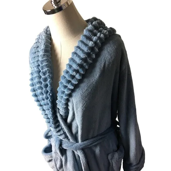 Carole Hochman Size Small Robe Blue Luxuriously Soft Plush Belted Cozy NEW NWT