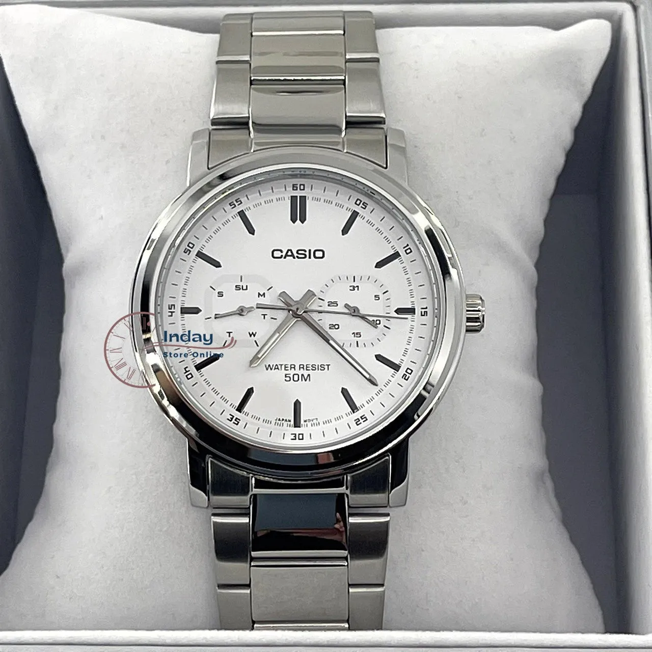 Casio Men's Watch MTP-E335D-7E Stainless Steel Band Mineral Glass
