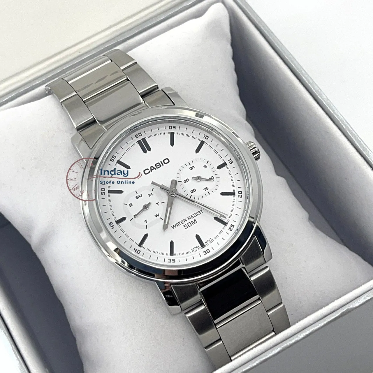 Casio Men's Watch MTP-E335D-7E Stainless Steel Band Mineral Glass
