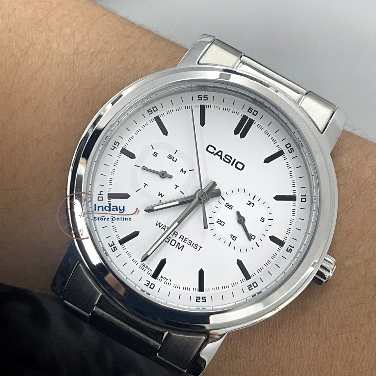 Casio Men's Watch MTP-E335D-7E Stainless Steel Band Mineral Glass