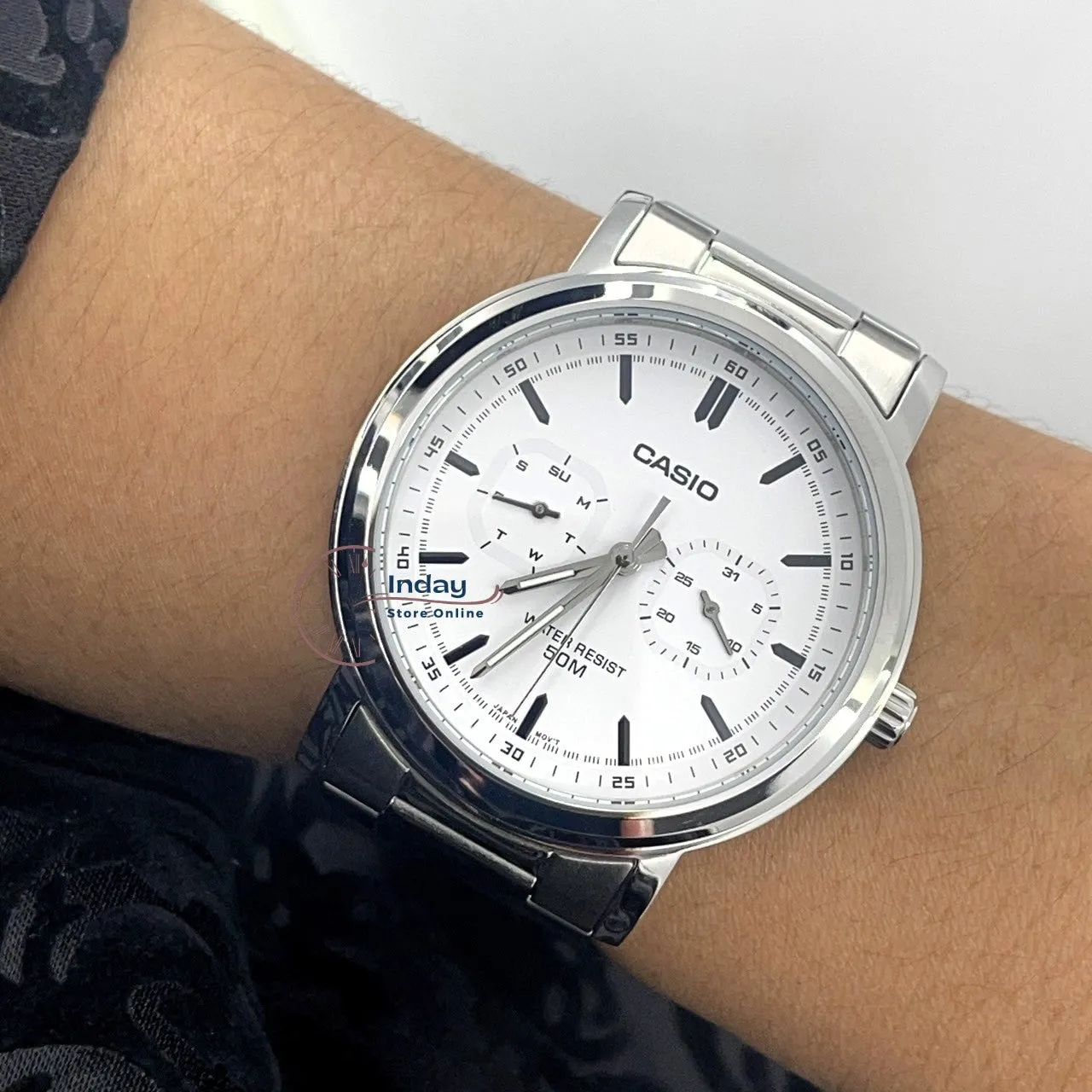 Casio Men's Watch MTP-E335D-7E Stainless Steel Band Mineral Glass