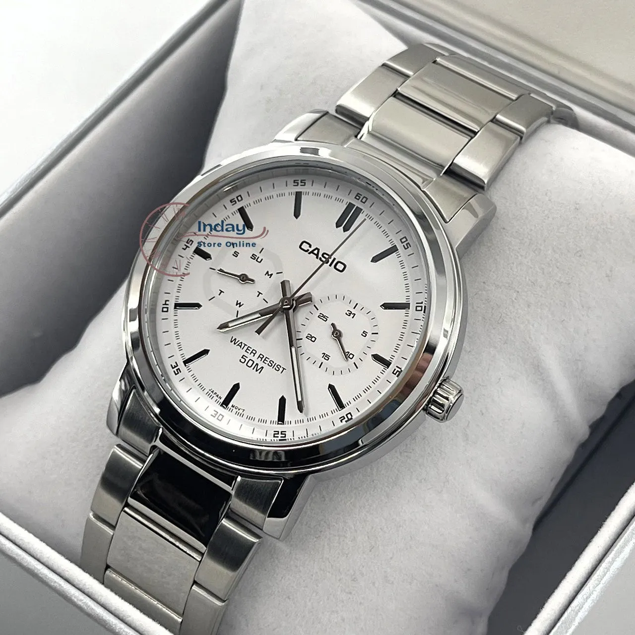 Casio Men's Watch MTP-E335D-7E Stainless Steel Band Mineral Glass