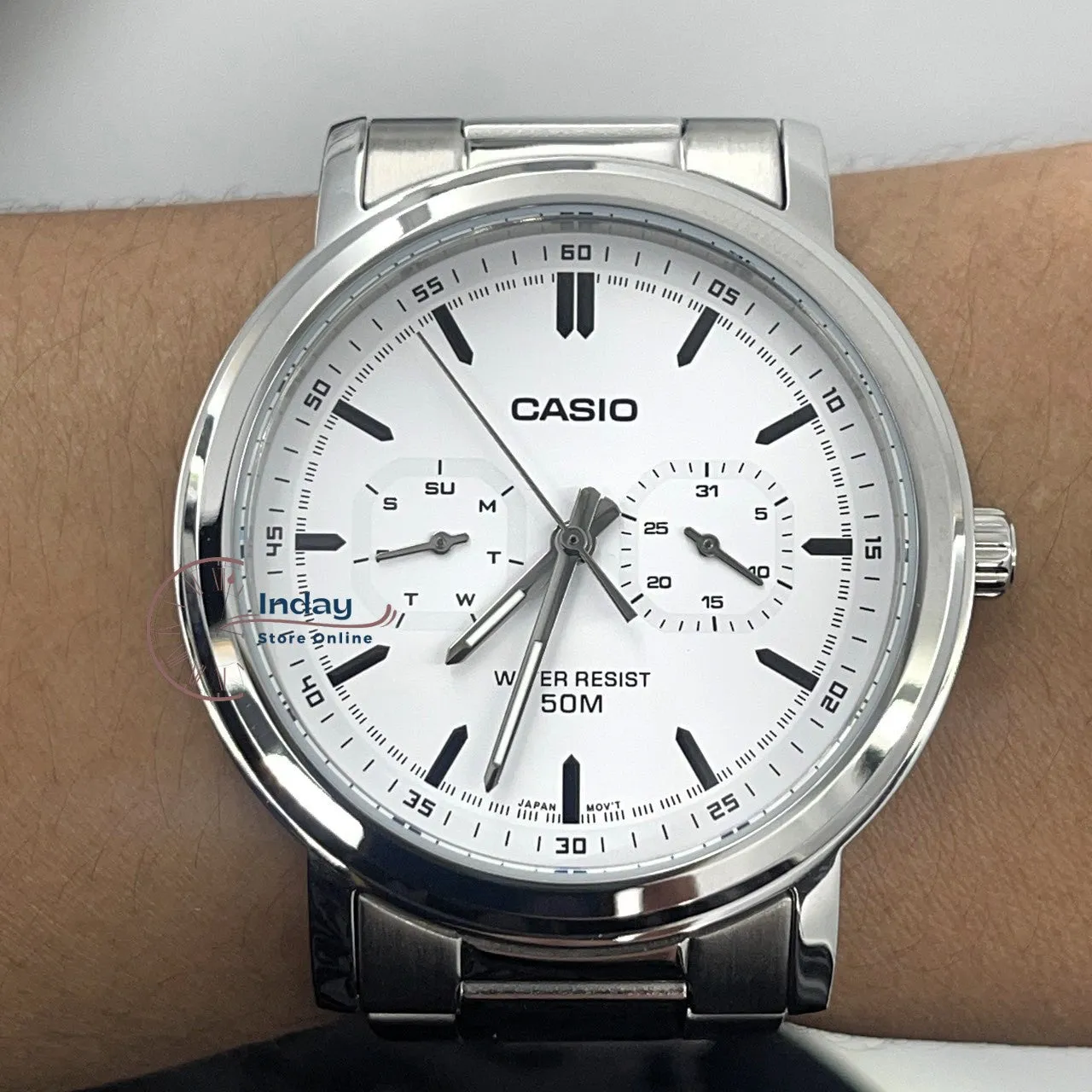 Casio Men's Watch MTP-E335D-7E Stainless Steel Band Mineral Glass